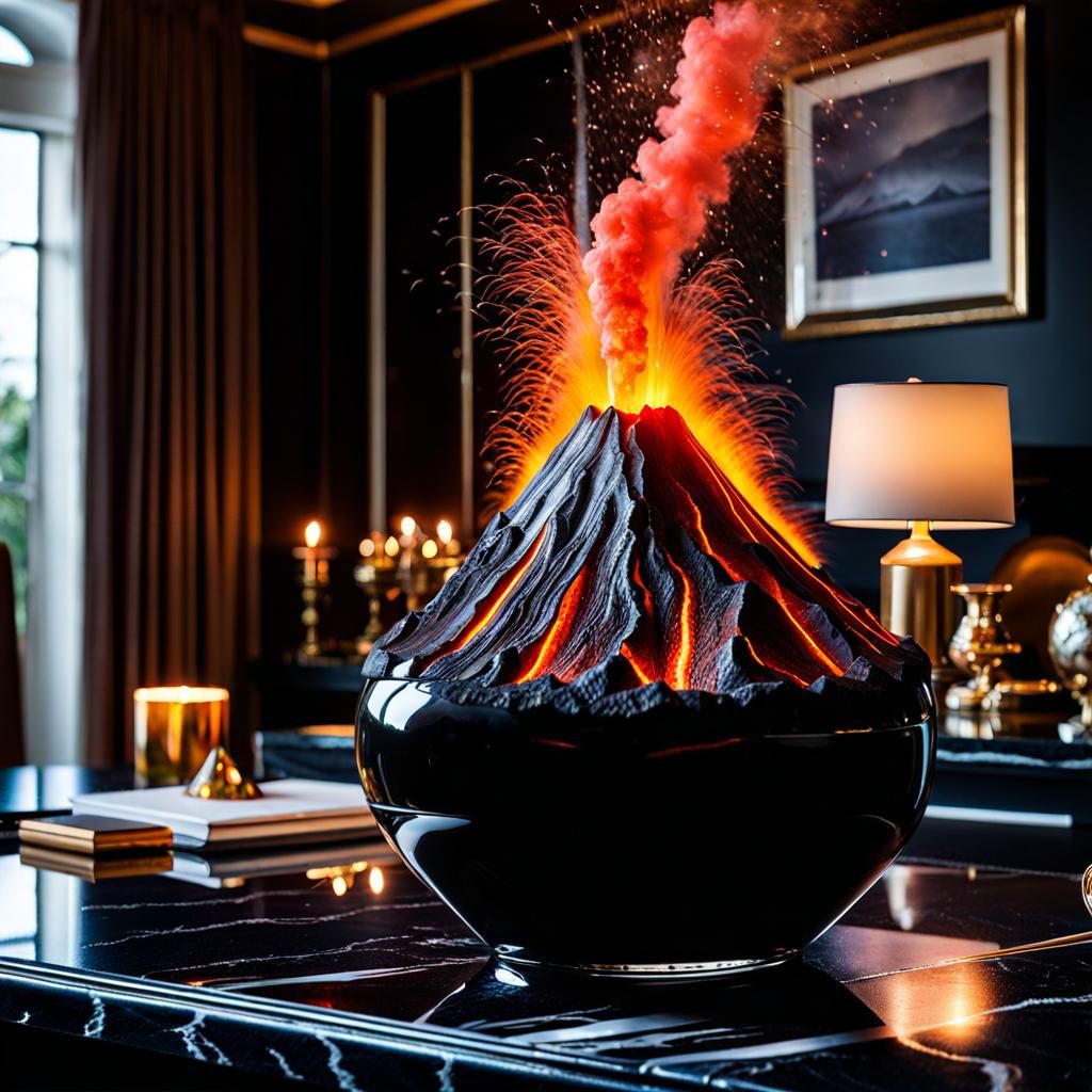 mini volcano ornament in a luxurious room