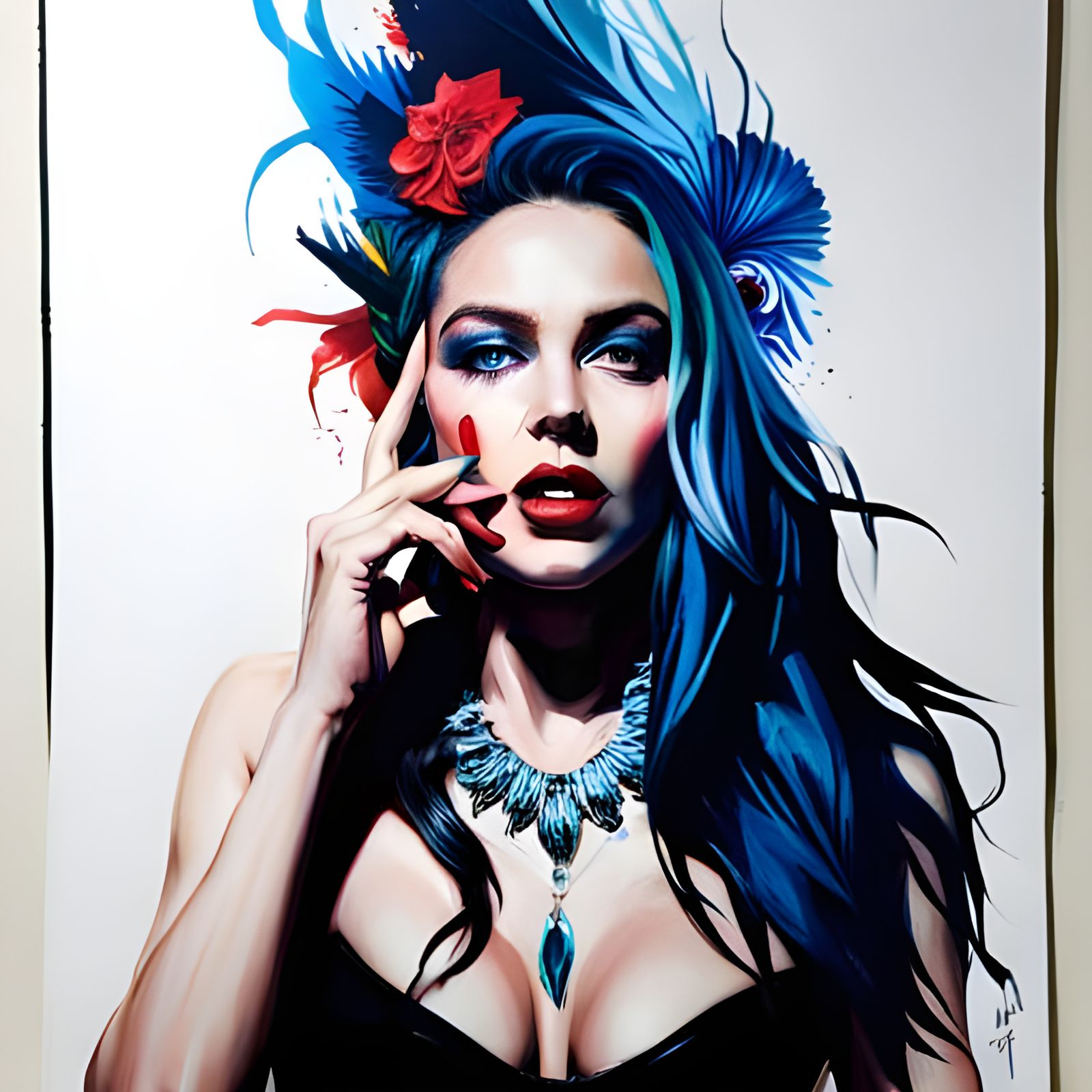 Elegant Queen Portrait in Mixed Media Style