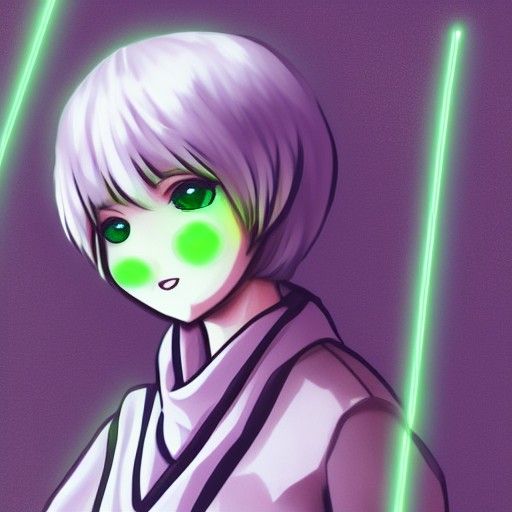 Adorable Anime Girl with Emerald Eyes in Cell Shaded Style