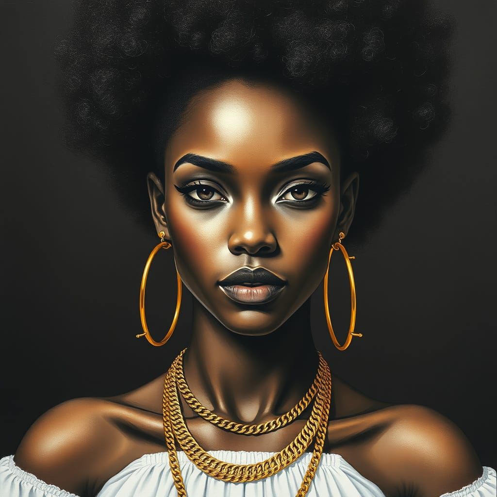 African Queen in Charcoal Drawing