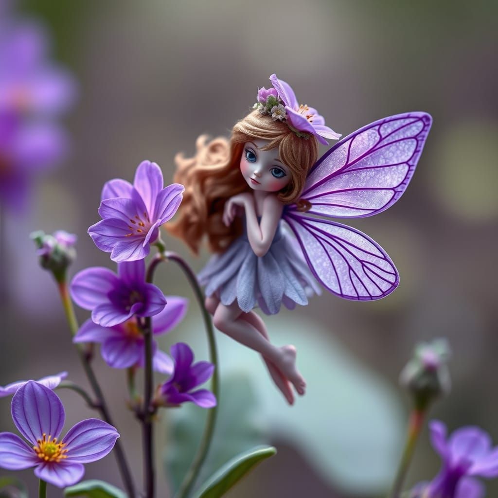 Whimsical Violet Fairy in a Blooming Garden