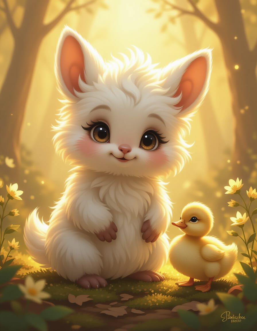 Cute Baby Chupacabra in Enchanted Forest