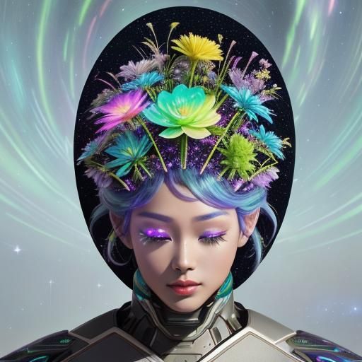 Sci-Fi Alien Zen Garden Under Cosmic Sky