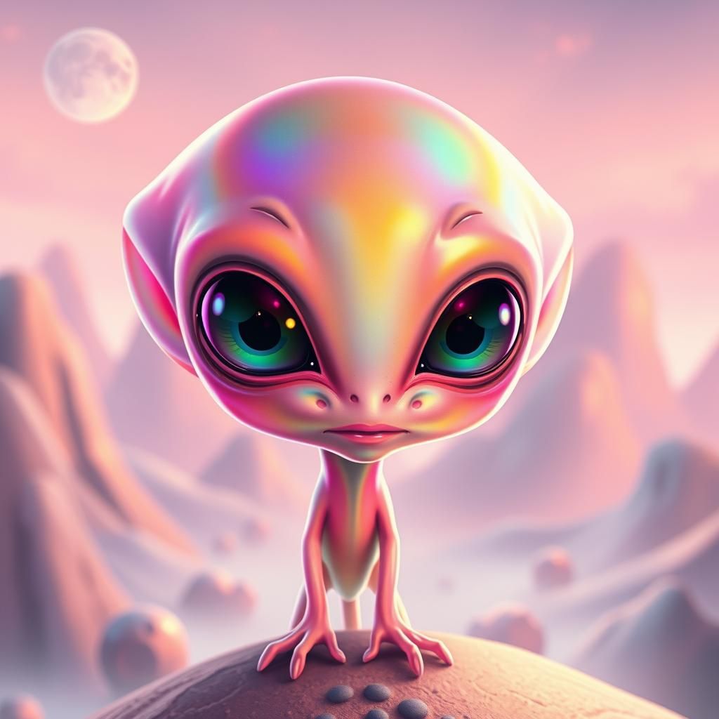 Iridescent Alien in Futuristic Digital Art Style