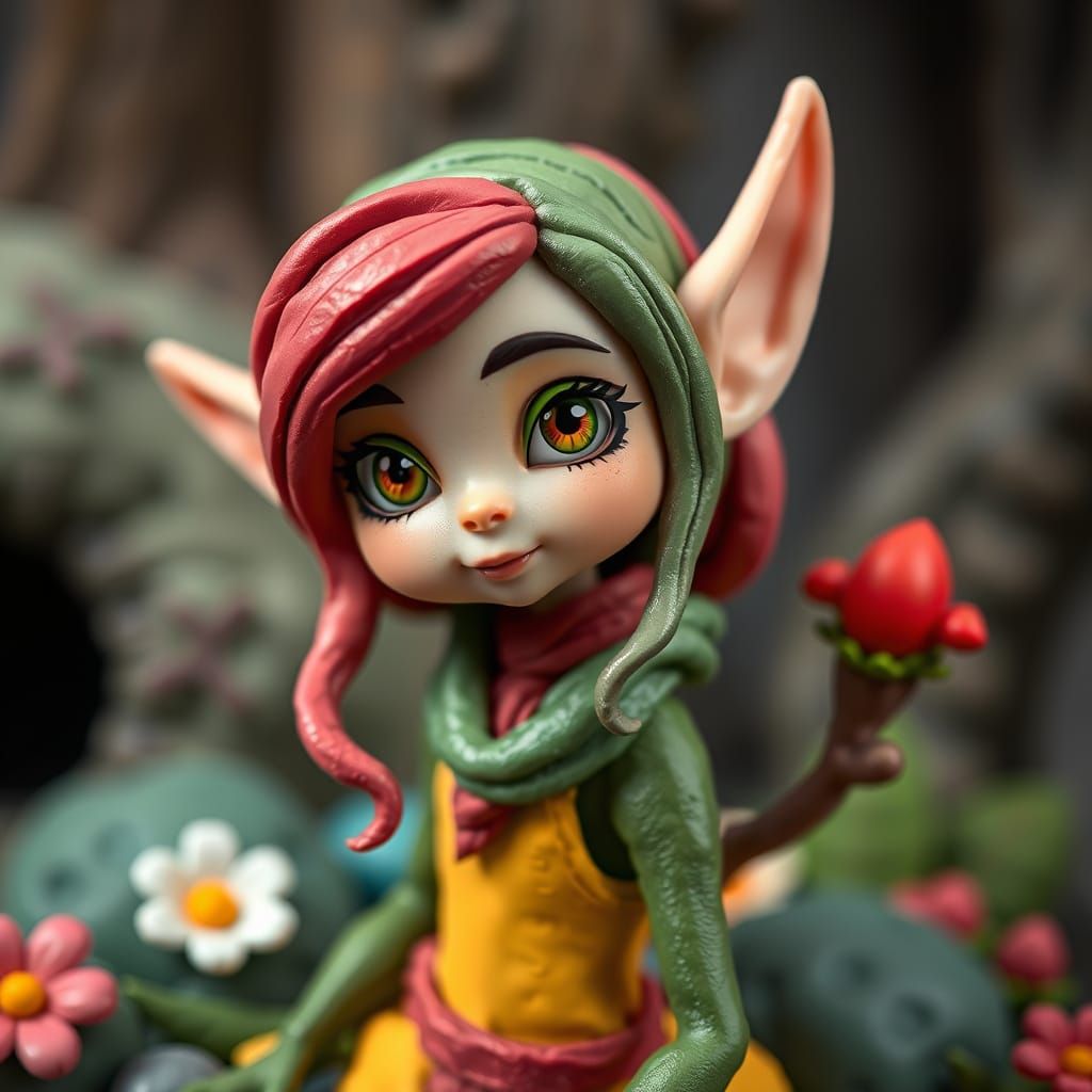 Play Dough Elf with Intricate Details as Digital Art