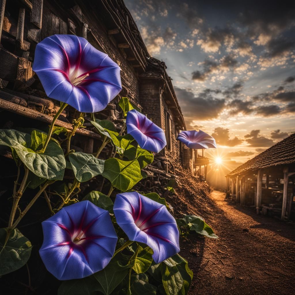 Hyperrealistic Morning Glory in Cinematic Style