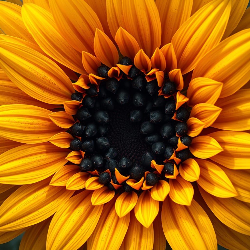 Golden Sunflower Blooms with Secret Black Mole Community