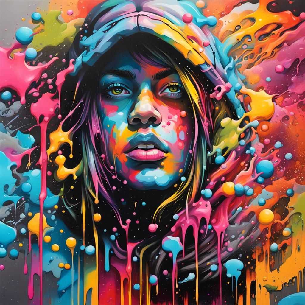 Graffiti Art with Spray Paint and Acrylic Textures