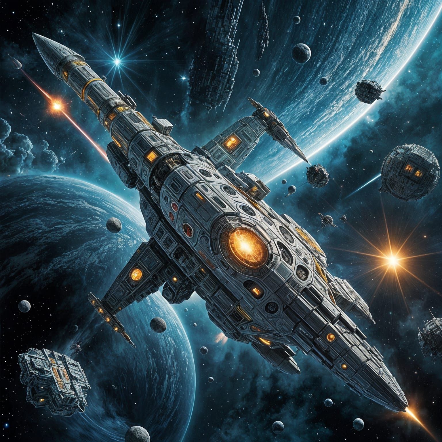 Attack Spaceship Burning Off Orion's Shoulder