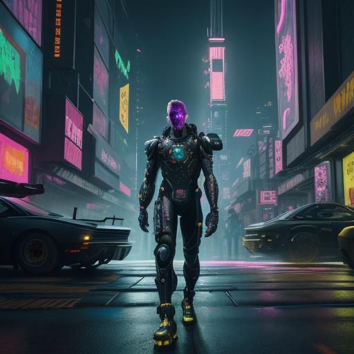 Night City Street Scene in Cyberpunk 2077 Style