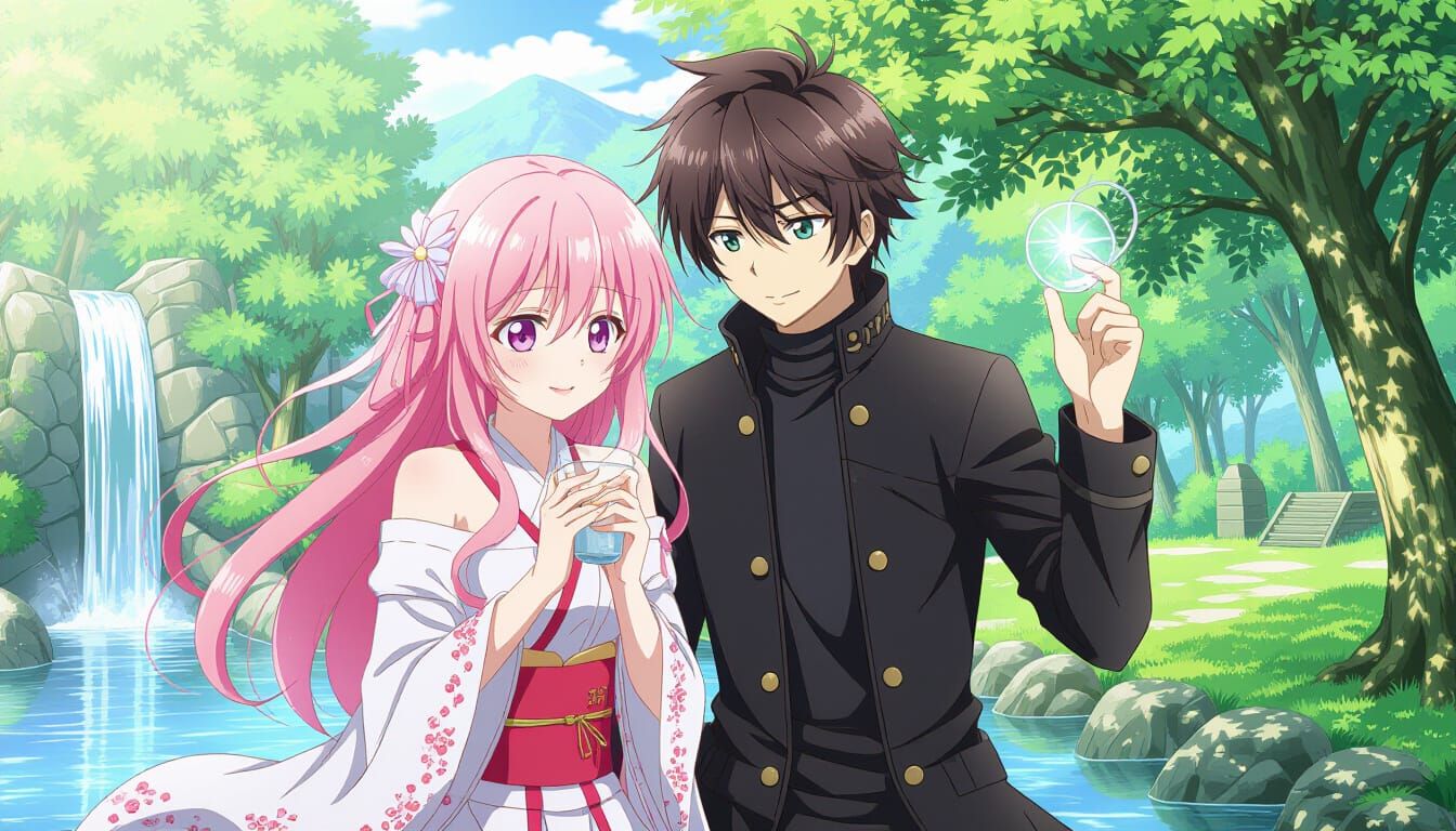 Magical Couple with Unique Hairstyles in Nature