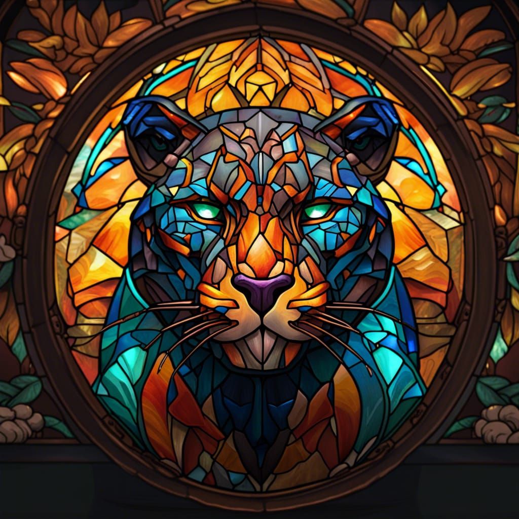 Stained Glass Panther in Dynamic Lighting
