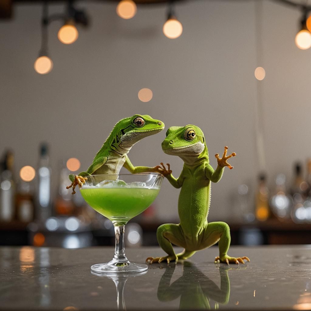 Geico Gecko at a Bar: Professional Photography