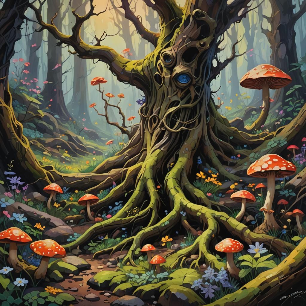 Spring Fae in Misty Forest, Fauvism Style