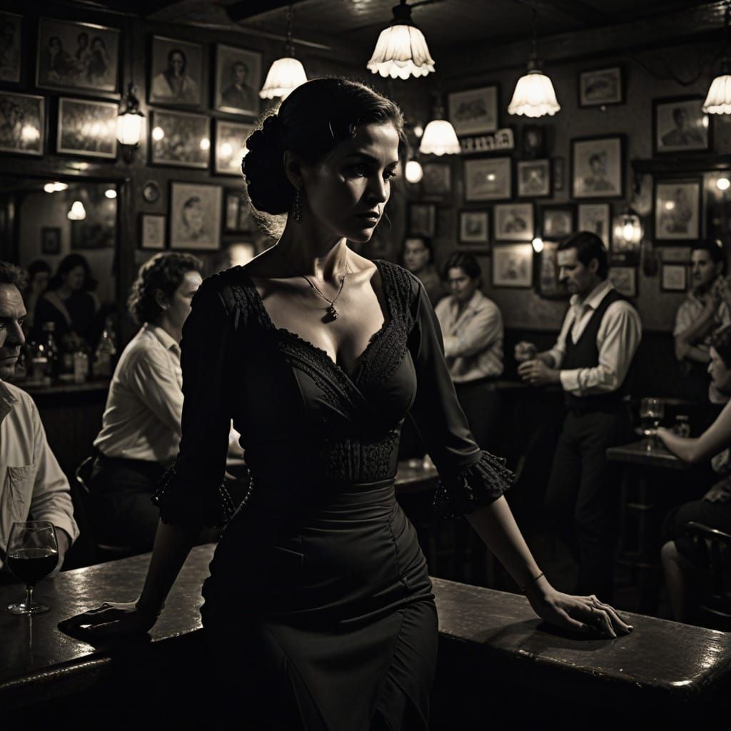 Flamenco Dancer in a Smoky Old Bar