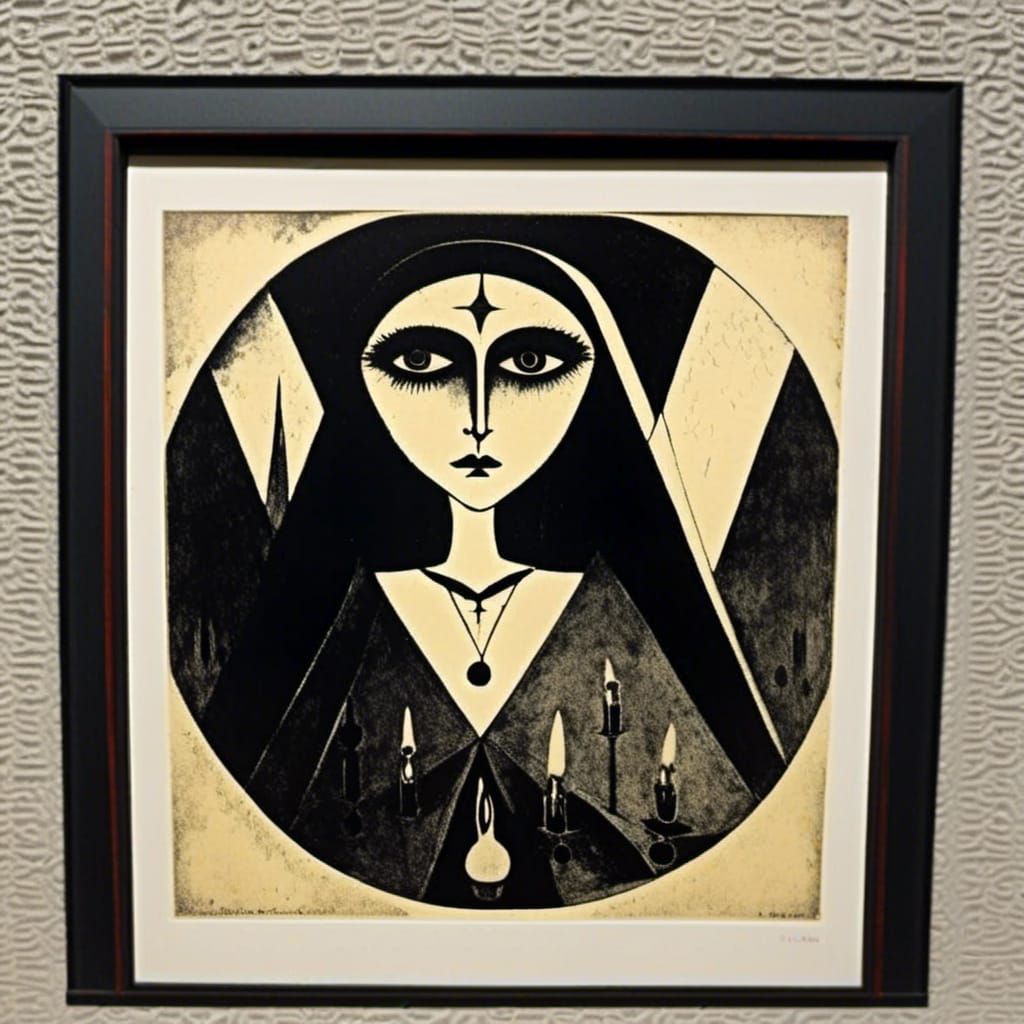 Psychedelic Love Witch in Cezanne-Inspired Ink Print