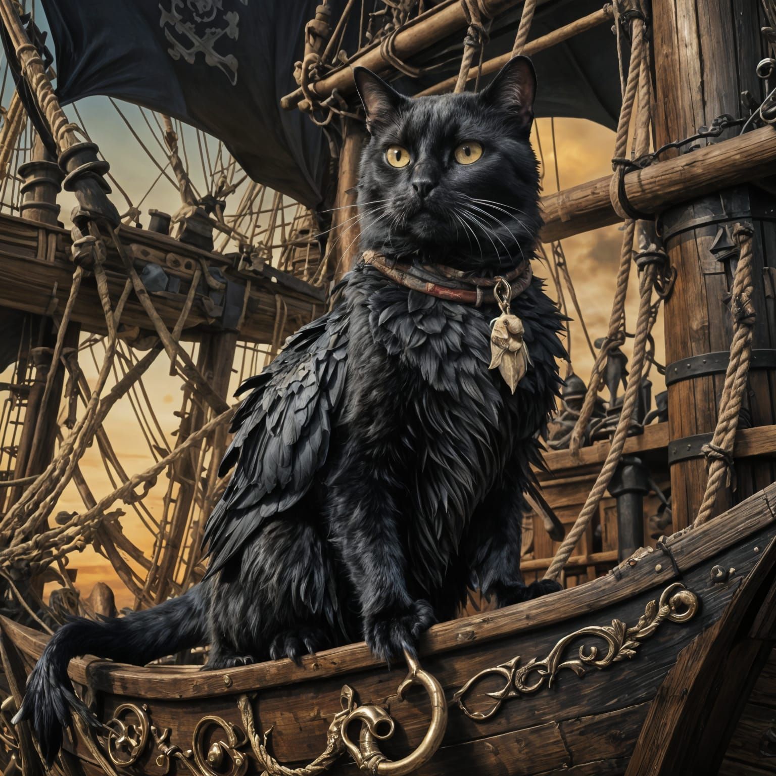 Happy Cat-Pirate Sails Through Treasure-Filled Skies in Hype...