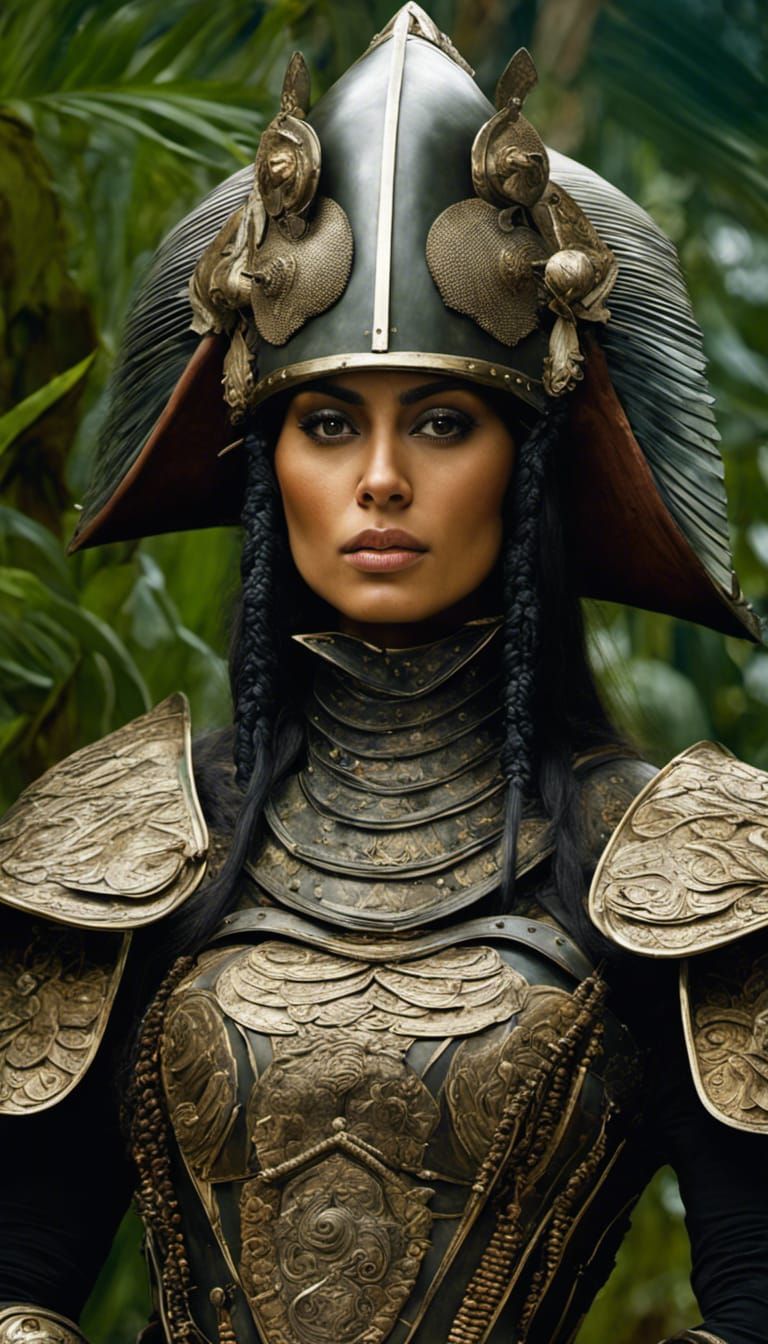Female Warrior in Amazon Jungle: A Surreal Portrait