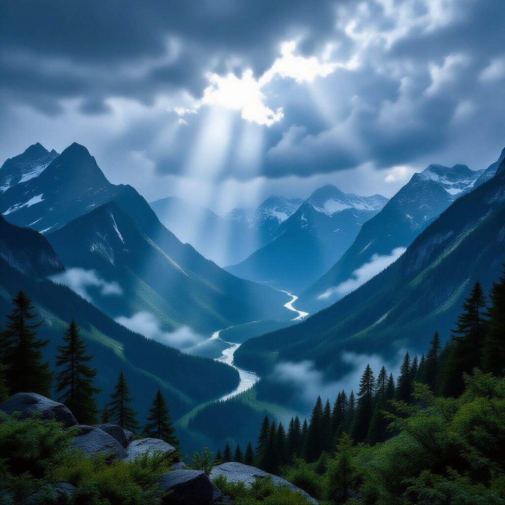 Northern Idaho Mountains in a Brewing Thunderstorm