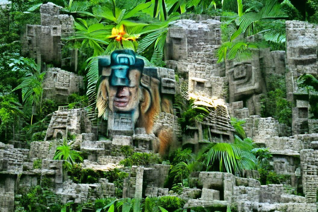 Mayan Temple in Lush Jungle Setting