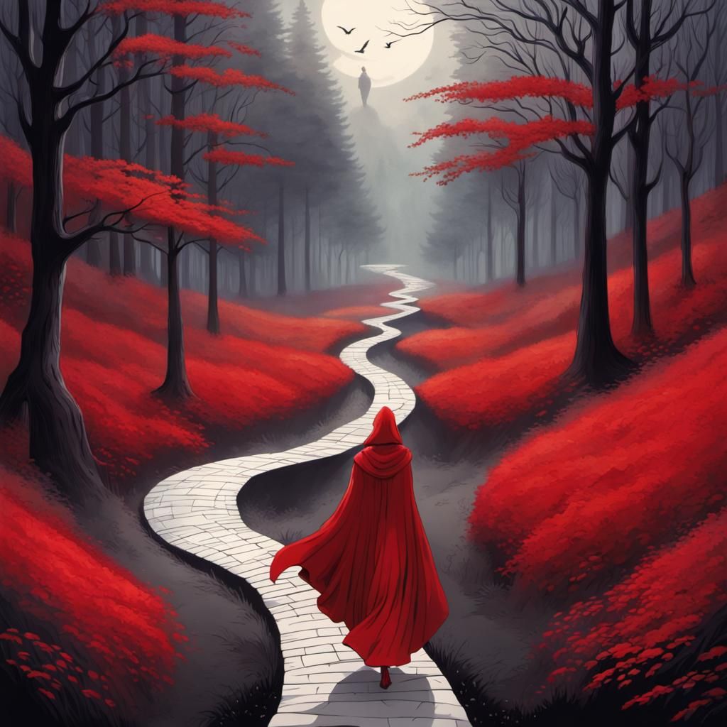 Mystical Woman Beckons in Eerie Forest