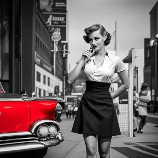 1950s Diner Waitress in Short Shorts