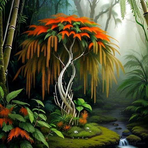 Exquisite Photorealistic Rainforest Scene in Intricately Det...