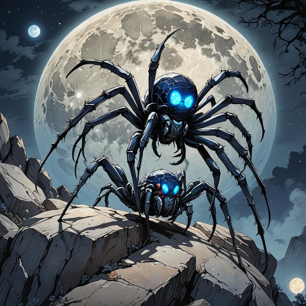 Anime Moon Spider Under Moonlight