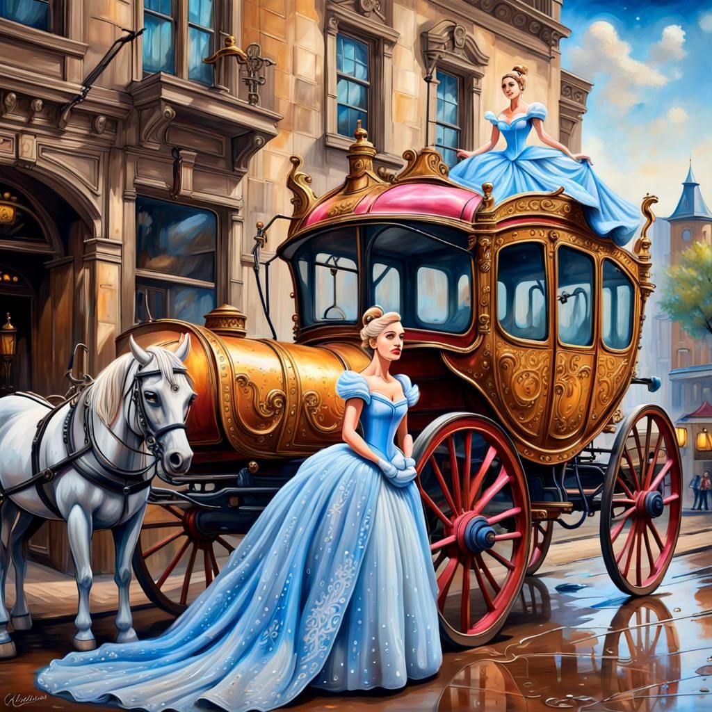 Beautiful portrait of Cinderella and the stage coach