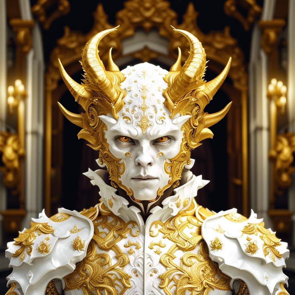 Rococo Gothic Demon in Palace, Hyperdetailed Photoillustrati...