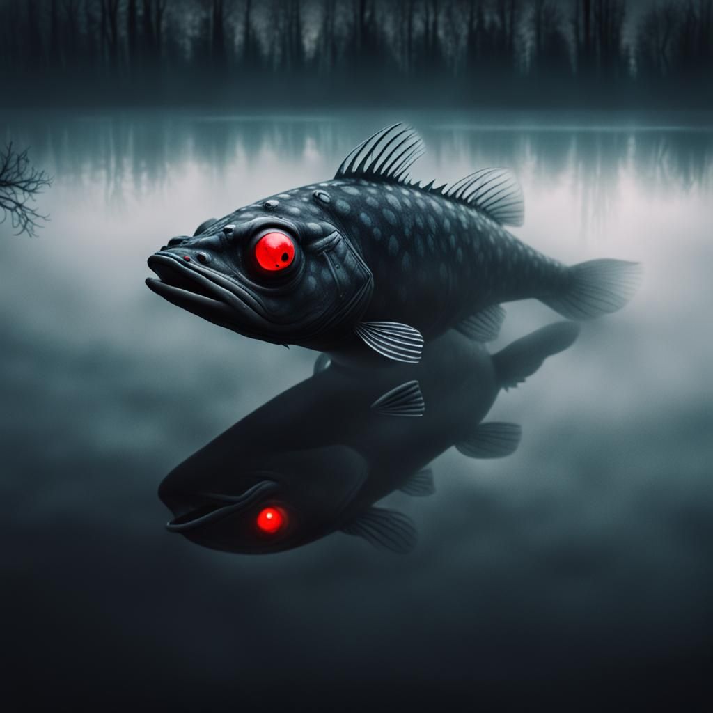 Eldritch Fish Creature in Foggy Lake