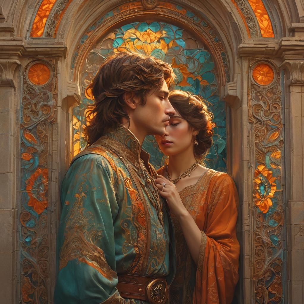 Baroque Lovers Bathed in Golden Sunlight