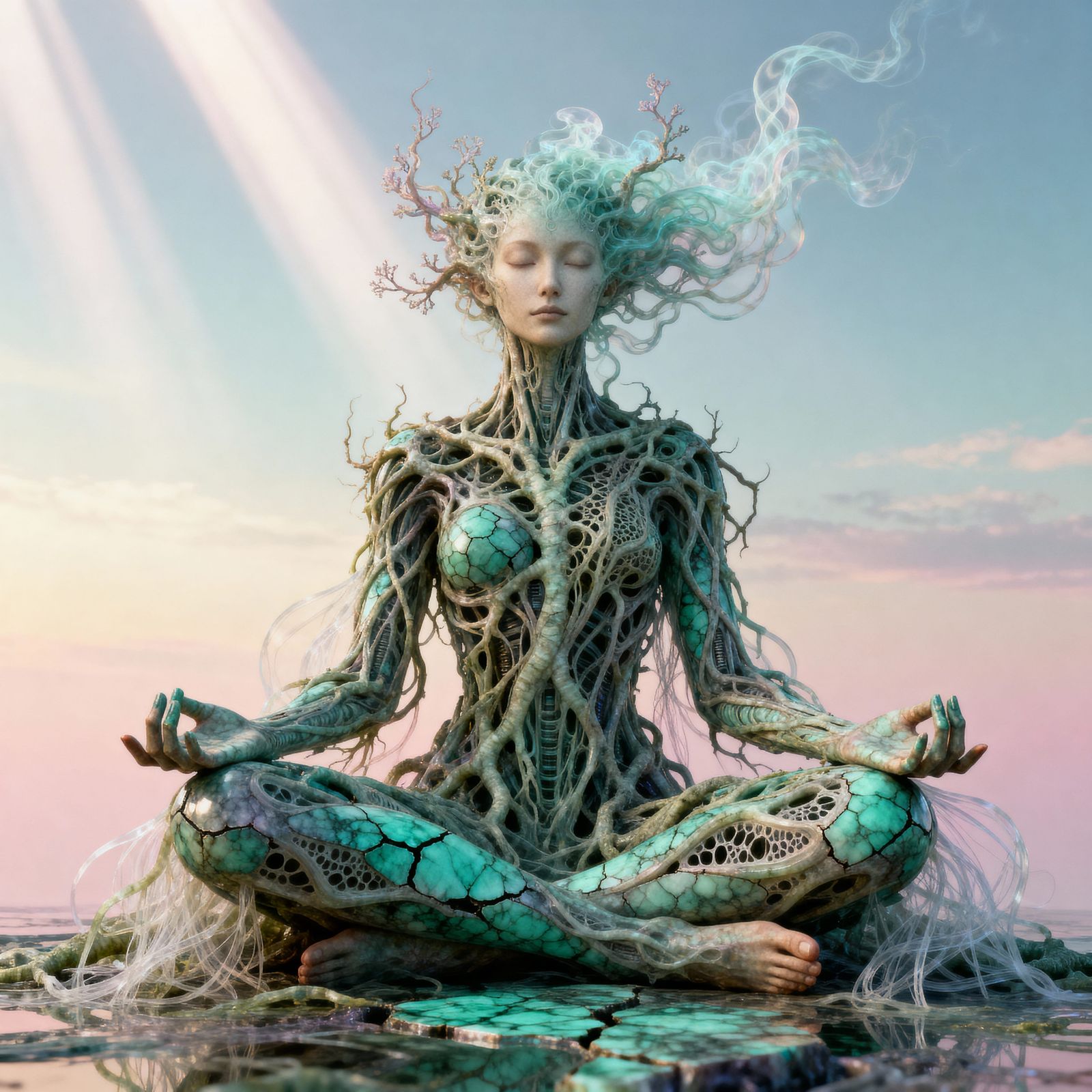 Mystical Root Figure in Biomechanical Style