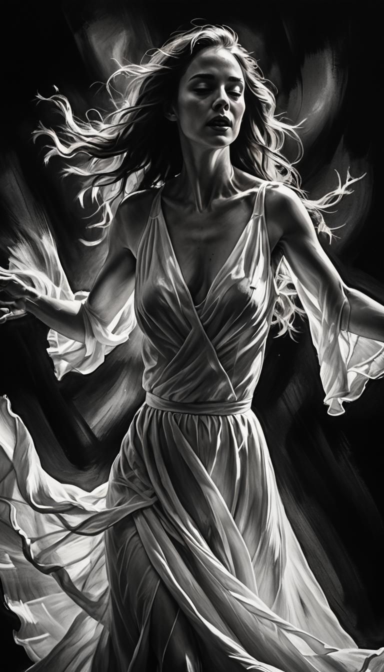 Monochrome Portrait of a Dancer in Charcoal Style