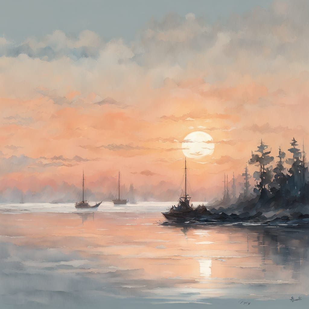 Peaceful Sunrise Over Tranquil Sea