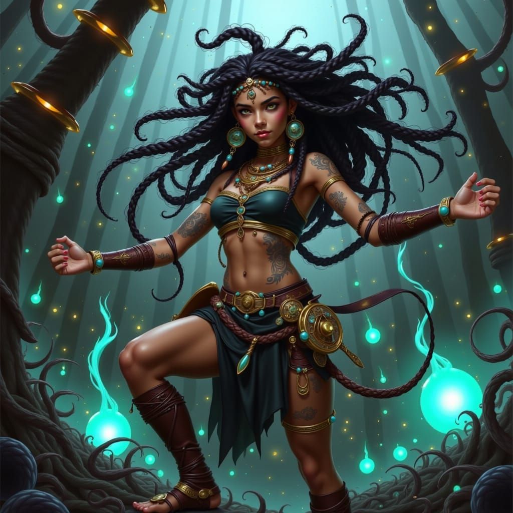 Pirate Cultivator with Tribal Braids in Dynamic Style