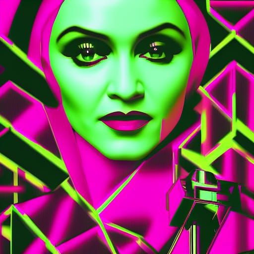 Madonna Art Deco Portrait in Photorealistic Style