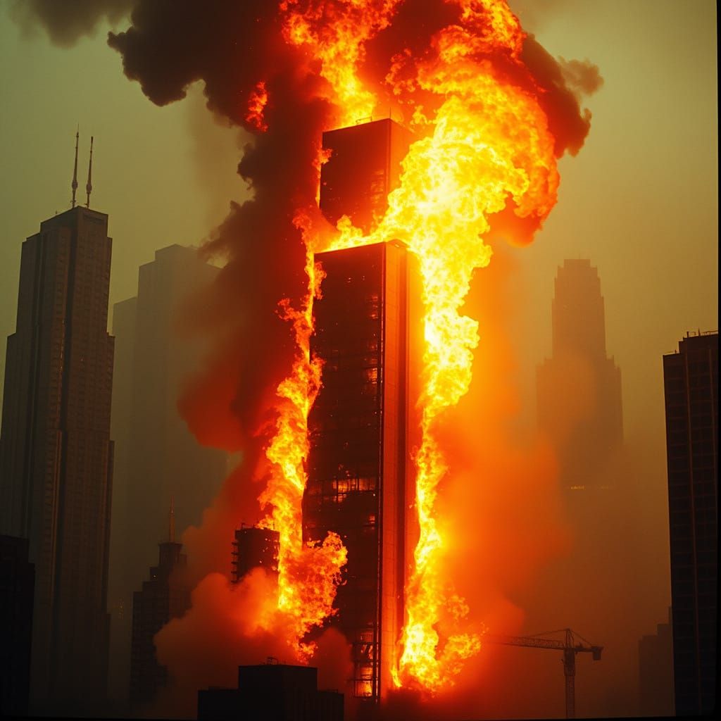 Fiery Super Villain Melts Skyscraper: Cinematic Destruction