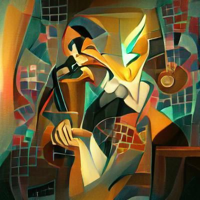 Abstract Cubist Jazz Singer in Euclidean Style