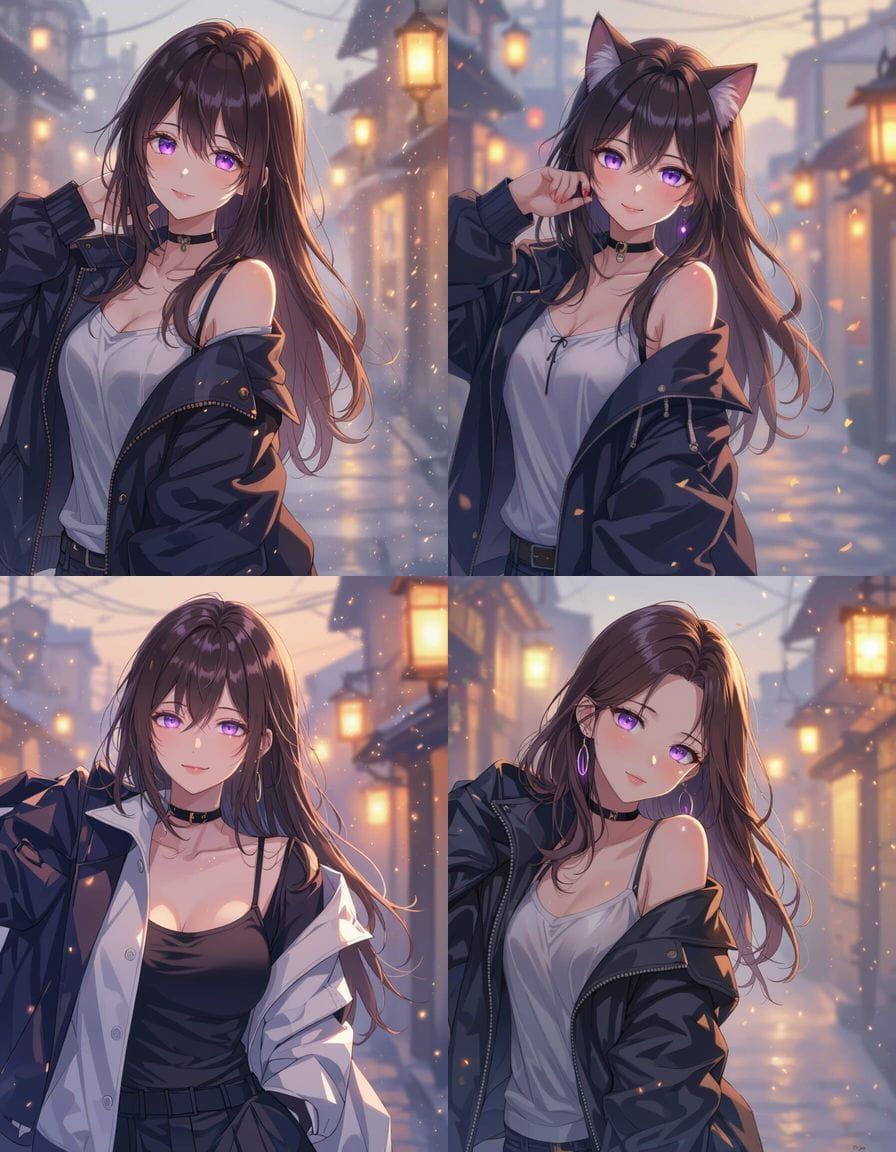 Anime Figure with Purple Eyes in Foggy Night