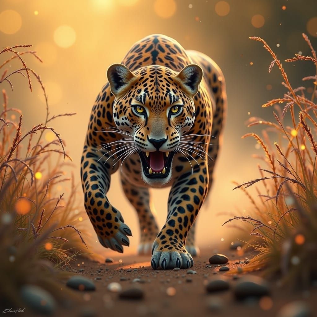 Leopard Chasing Zebra on the African Plains