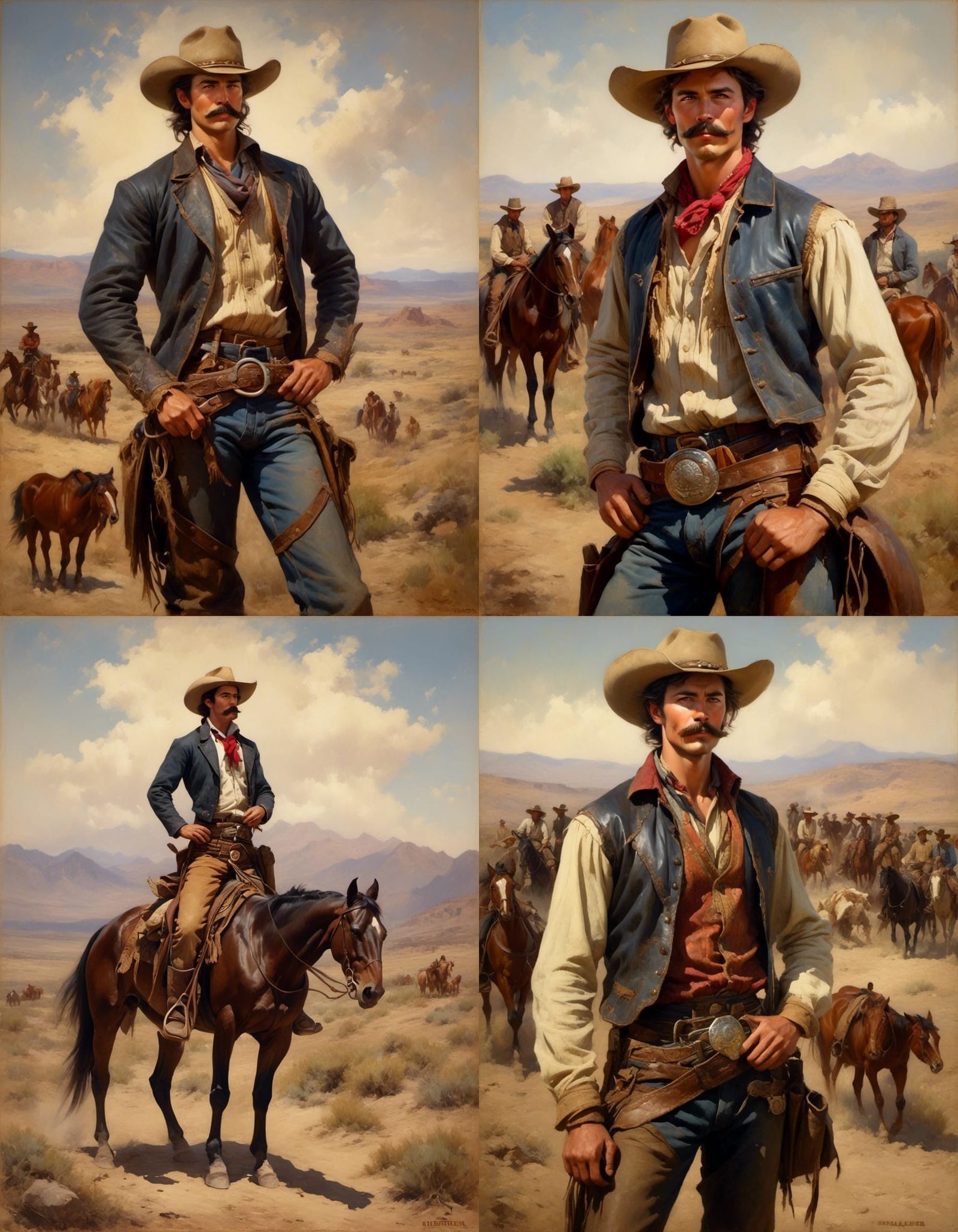 Handsome Cowboy with Mustache in 1880s Style