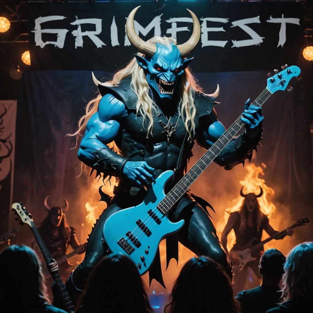 Blue Demon Shreds Guitar at Grimfest
