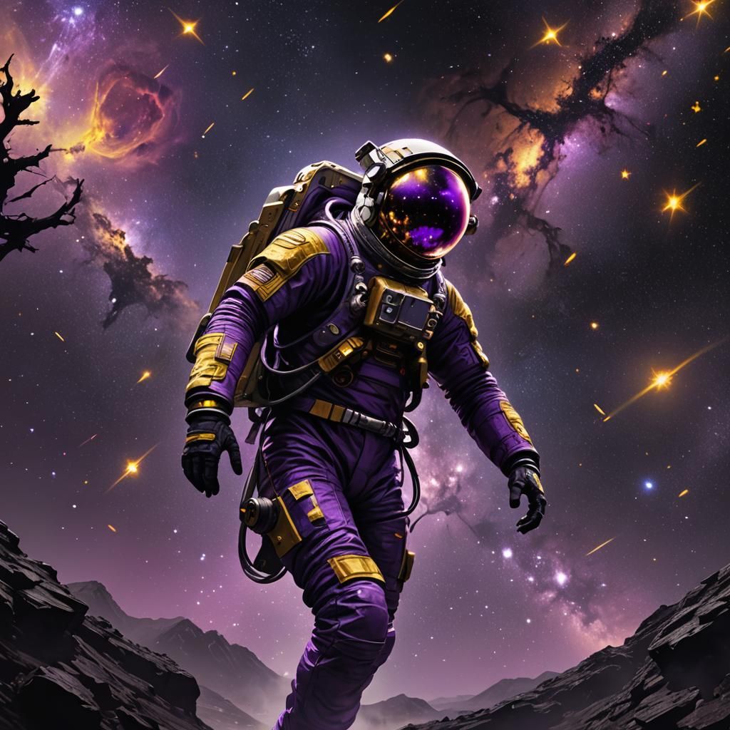 Astronaut Lost in Eerie Galaxy: Dark Fantasy Digital Art