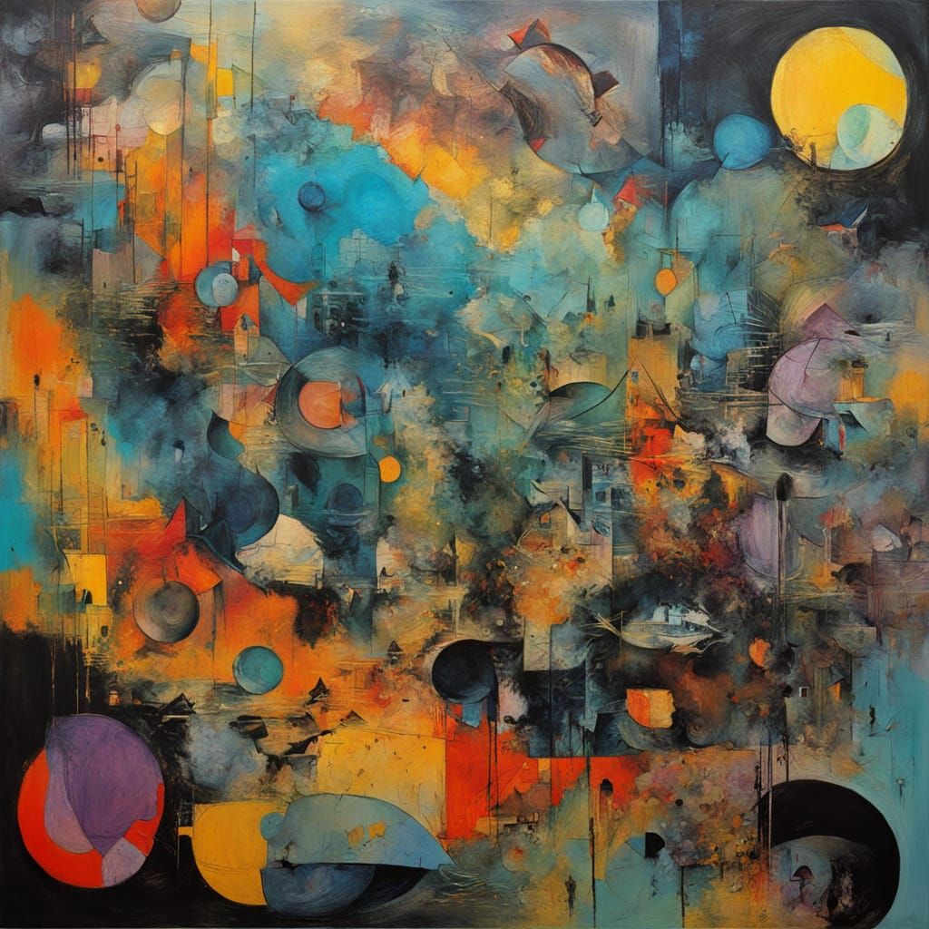 Vibrant Surreal Dreamscape in Abstract Expressionist Style