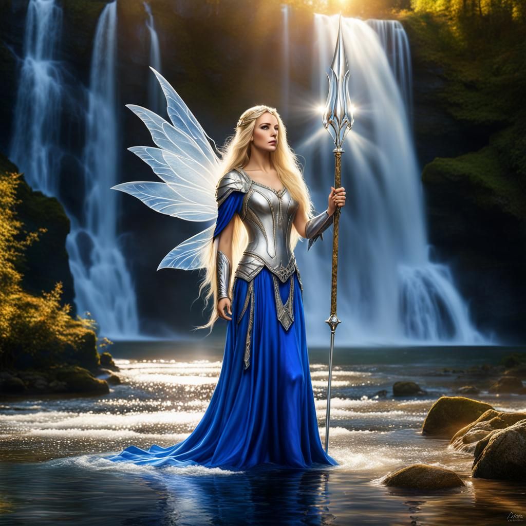 Enchanting Water Fairy with Silver Staff