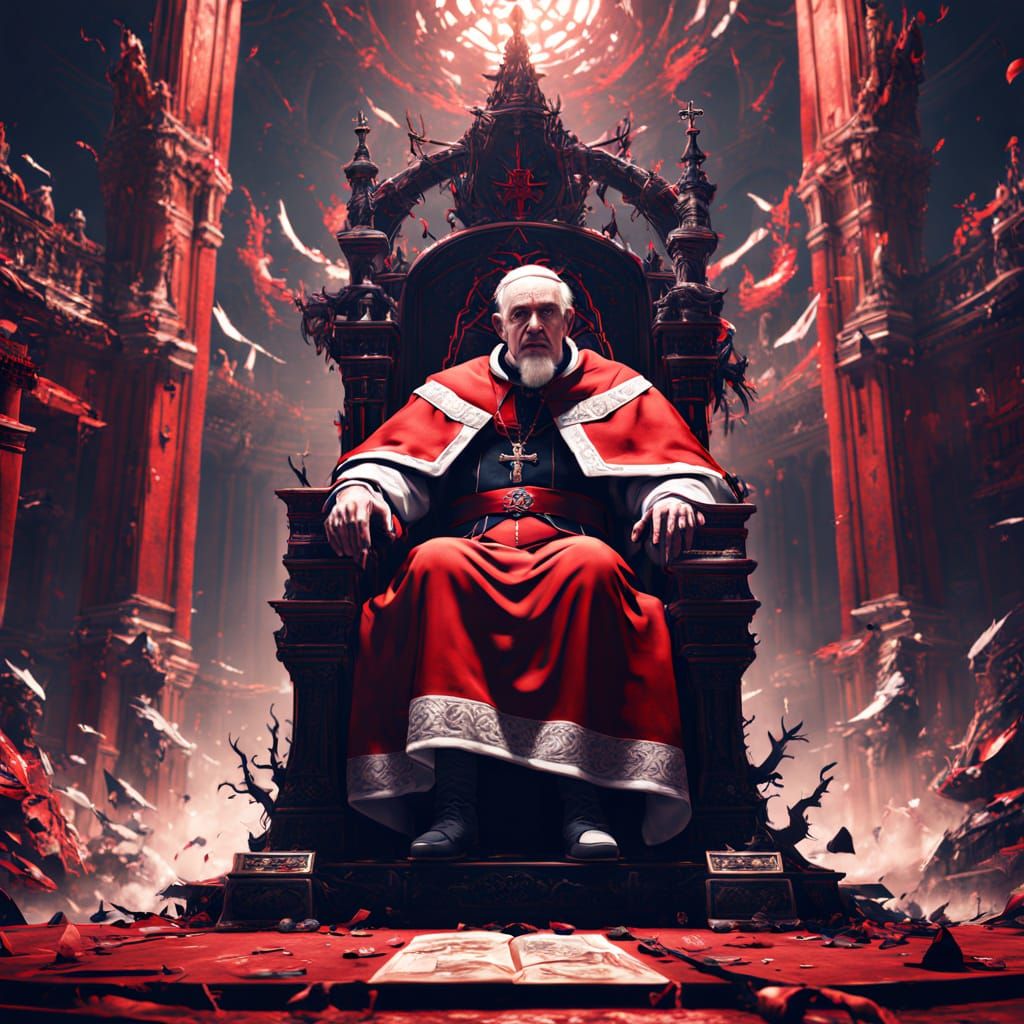 Supreme Pontiff Reigns Over a Fiery Realm in Cyberpunk Style