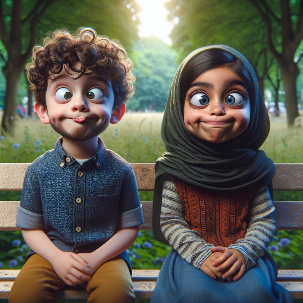 Children Making Funny Faces in the Park