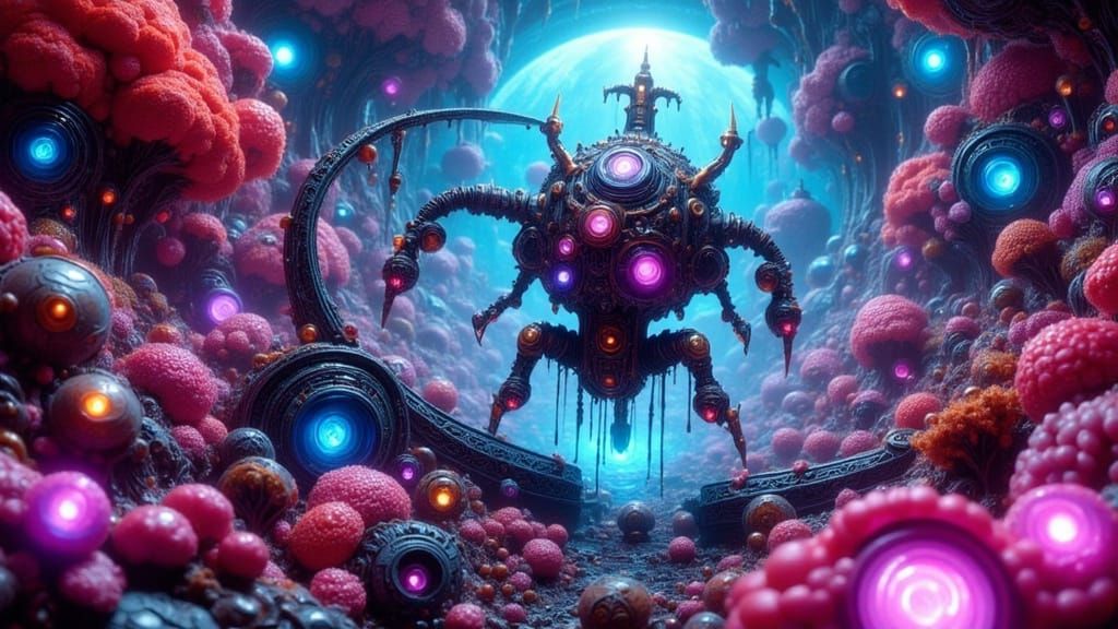 Cute Nanobot in Sci-Fi Rococo Ink-Wash Style