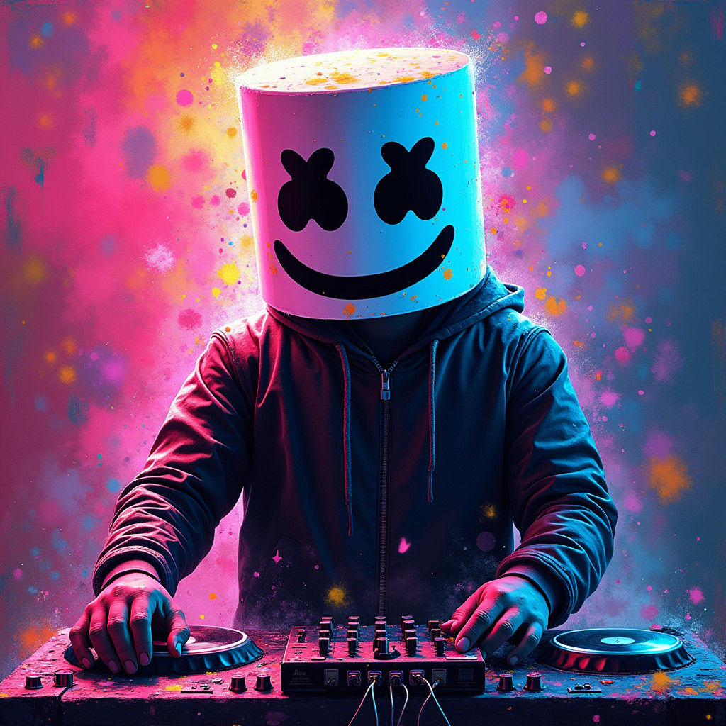 Neon Graffiti Art of DJ Marshmello
